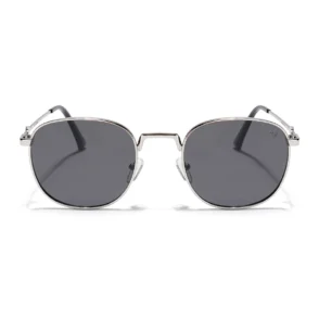 Black & Silver Polarized Round Sunglasses